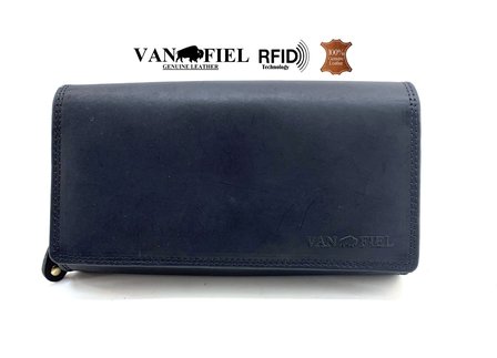 Lederen portemonnee RFID Van Fiel zwart