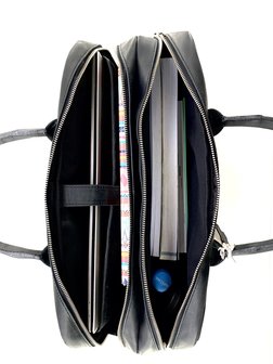 Lederen Van Fiel laptoptas tm 17 inch met bijpassende portemonnee