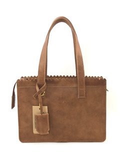 Lederen shopper cognac 