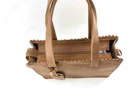 Lederen shopper cognac 