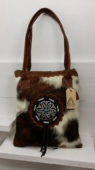 koeienhuid damestas bruin-wit