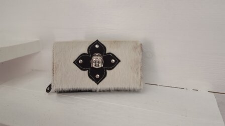Koeienhuid portemonnee zwart/wit