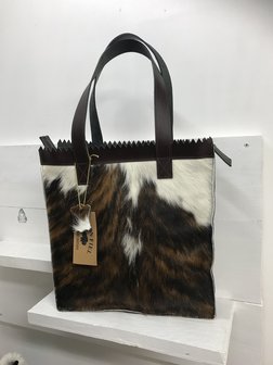 Koeienhuid Shopper tas bruin/wit