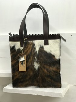 Koeienhuid Shopper tas bruin/wit