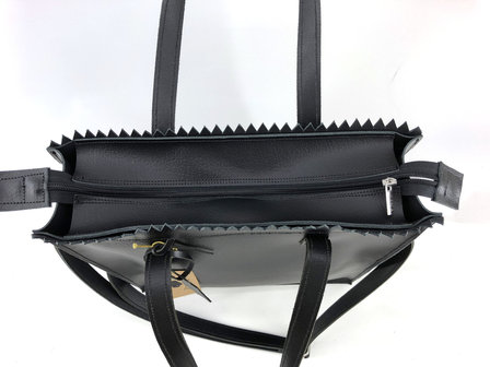 Lederen Shopper tas zwart  met lange hengsel 