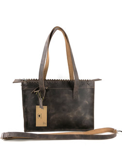 Lederen bruin medium shopper met lange hengsel