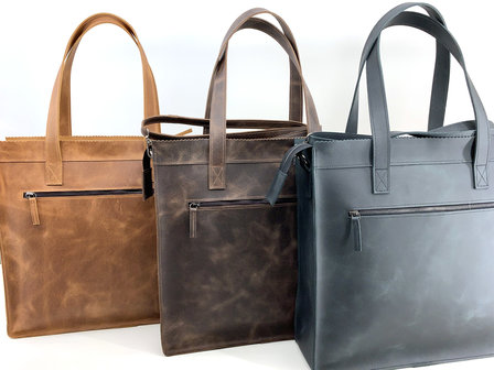 Koeienhuid Shopper tas bruin/wit met lange hengsel 