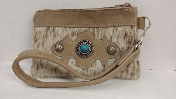 Koeienhuid etui-tasje camel kleur