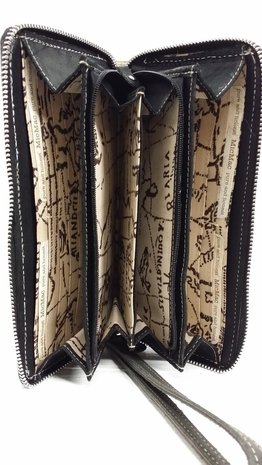 Ingrijpen palm vrede Koeienhuid dames portemonnee groot met rits zwart-wit-grijs - linaleather
