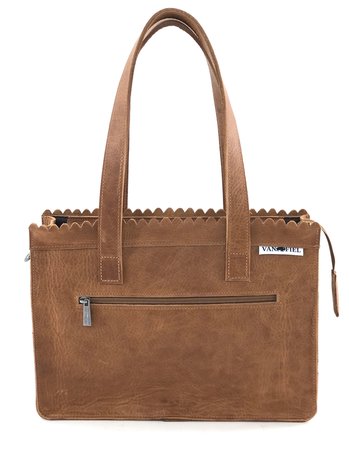 Lederen shopper cognac 