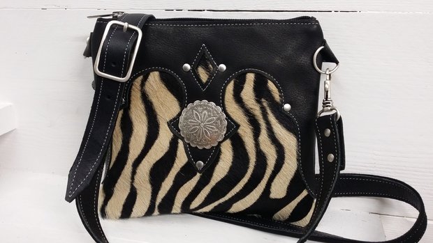 Koeienhuid dames uitgaanstas zebra print