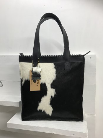 Koeienhuid Shopper tas zwart/wit 