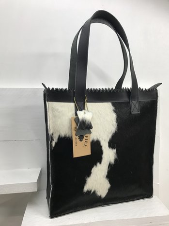 Koeienhuid Shopper tas zwart/wit 