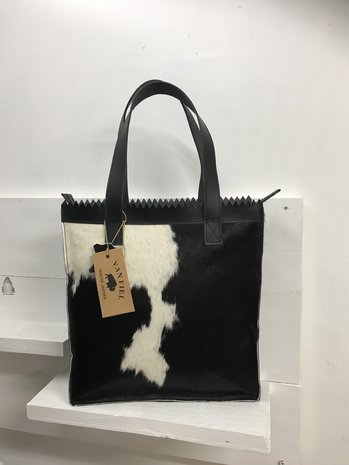 Koeienhuid Shopper tas zwart/wit 