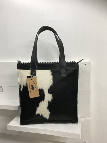 Koeienhuid Shopper tas zwart/wit 