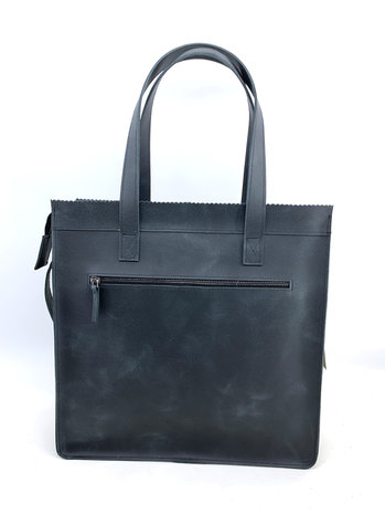 Koeienhuid Shopper tas zwart/wit met lange hengsel 