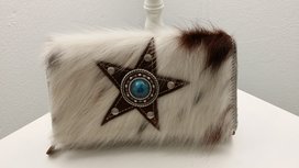 Koeienhuid dames portemonnee bruin