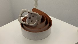 Damesriem leder gebroken wit 