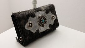 Koeienhuid dames portemonnee zwart-wit