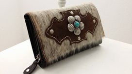 Koeienhuid dames portemonnee bruin-wit