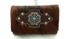 Koeienhuid dames portemonnee bruin-wit