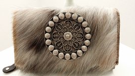 Koeienhuid dames portemonnee bruin-wit