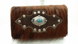 Koeienhuid dames portemonnee bruin