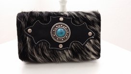 Koeienhuid dames portemonnee zwart-wit