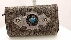 Koeienhuid dames portemonnee grijs