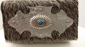 Koeienhuid dames portemonnee zilver-grijs