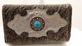 Koeienhuid dames portemonnee zilver-grijs