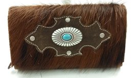 Koeienhuid dames portemonnee bruin