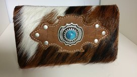 Koeienhuid dames portemonnee bruin